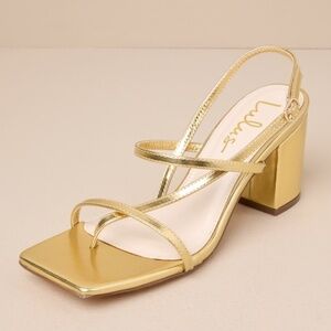 Lulus Dreller Gold Strappy High Heel Sandals - Size 8
